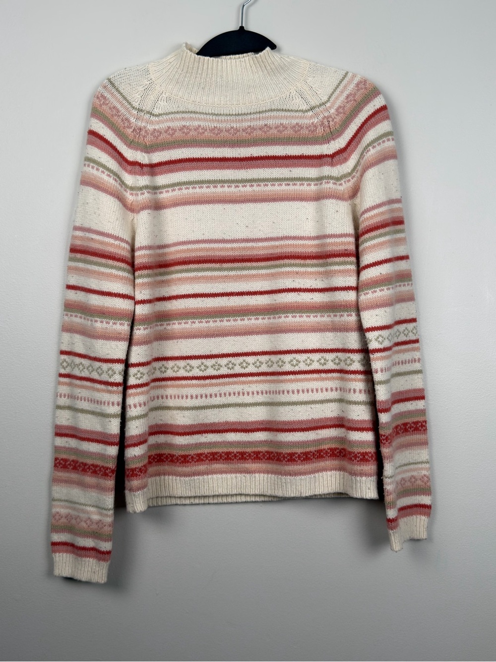 Vintage Y2K Covington Angora Blend Fair Isle Mock Neck Sweater Medium